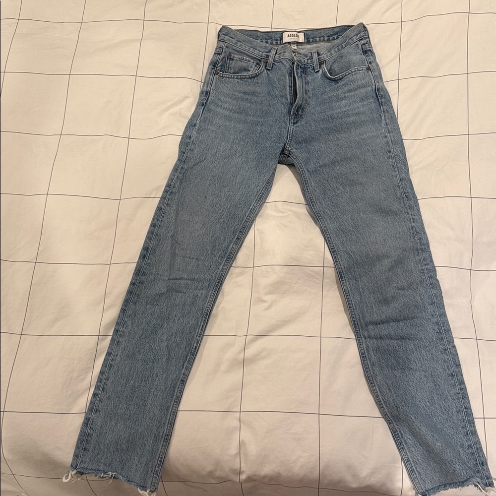 AGOLDE Cherie Light Wash High-Rise Straight Jeans - Light Blue - Picture 3 of 3
